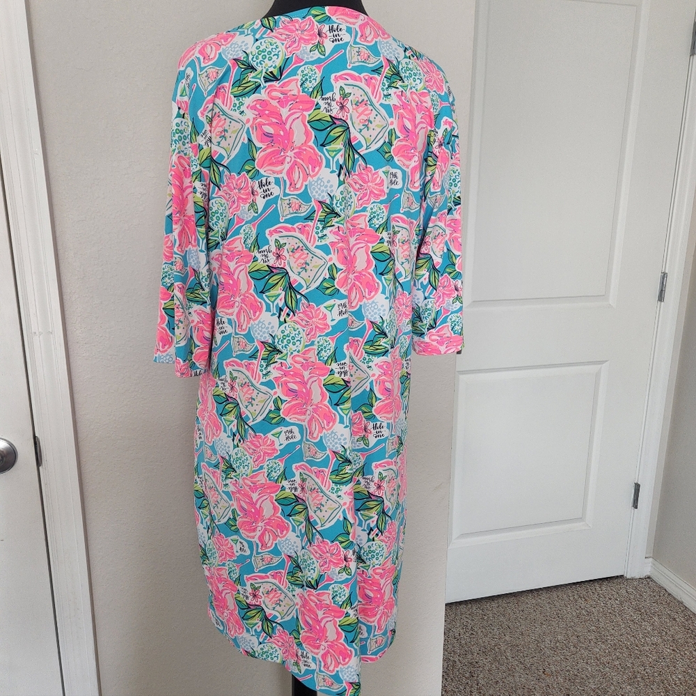 Lulu-B Floral V-Neck Dress - Pink and Blue - Picture 5 of 9